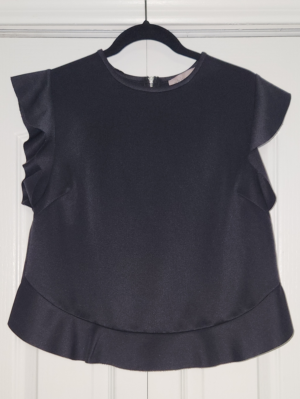 Philosophy Black Ruffle Sleeve Peplum Blouse